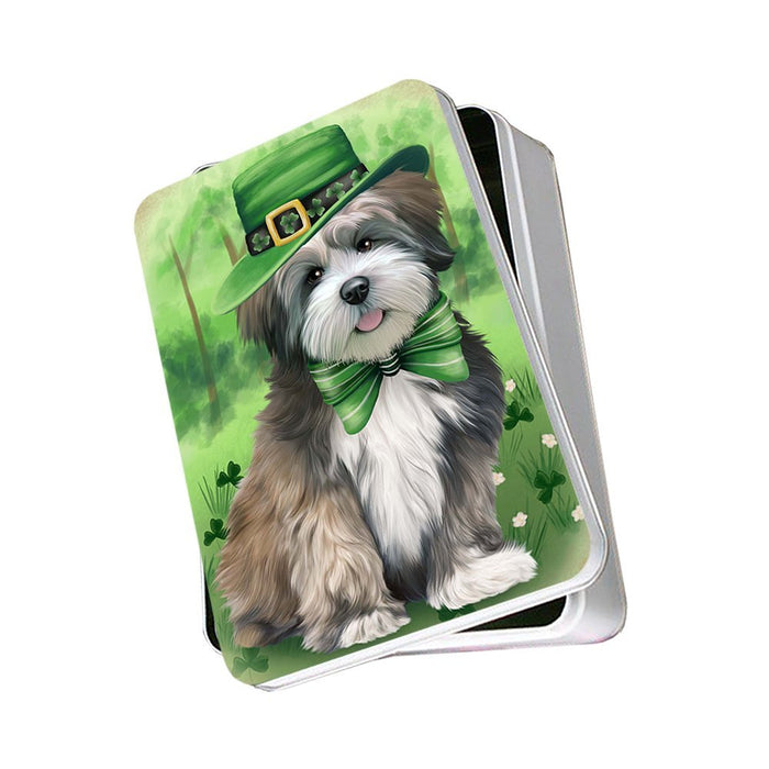 St. Patricks Day Irish Portrait Lhasa Apso Dog Photo Storage Tin PITN48829