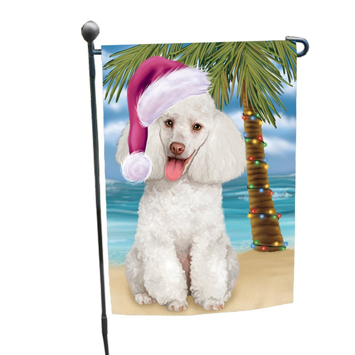 Summertime Christmas Happy Holidays White Poodle Dog on Beach Garden Flag FLG343