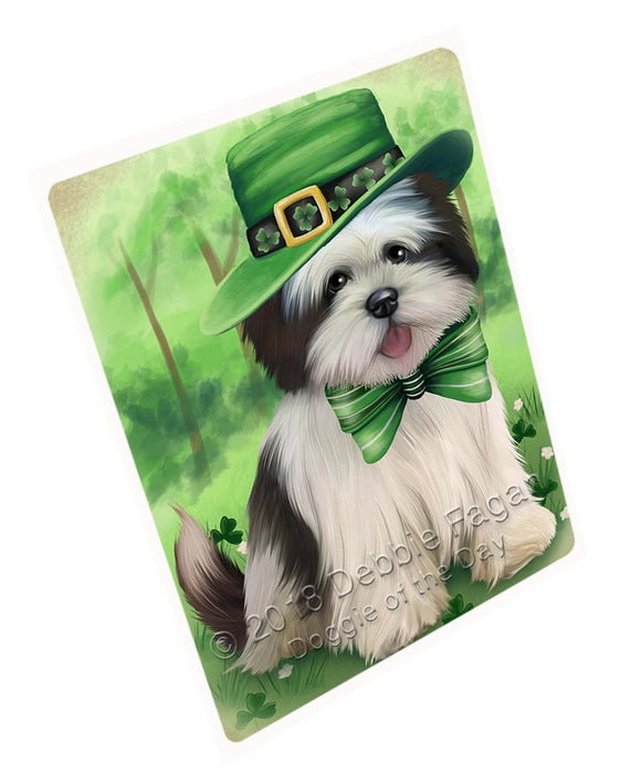 St. Patricks Day Irish Portrait Lhasa Apso Dog Tempered Cutting Board C50364