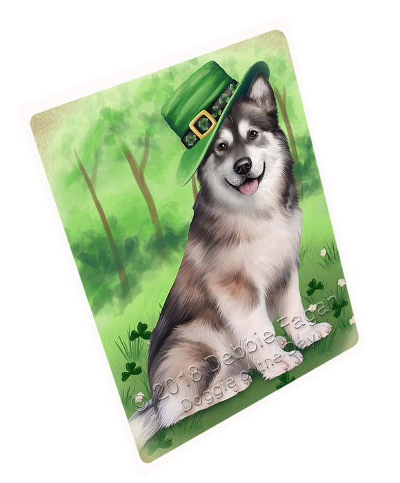 St. Patricks Day Irish Portrait Alaskan Malamute Dog Tempered Cutting Board C49188