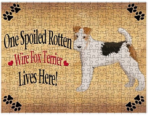 Spoiled Rotten Wire Fox Terrier Dog Puzzle with Photo Tin