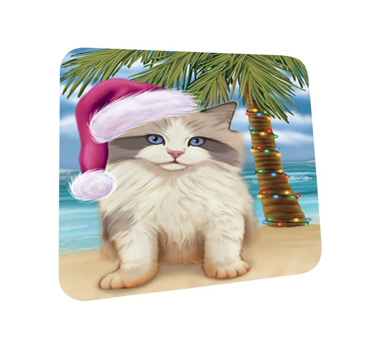 Summertime Ragdoll Kitten on Beach Christmas Coasters CST605 (Set of 4)
