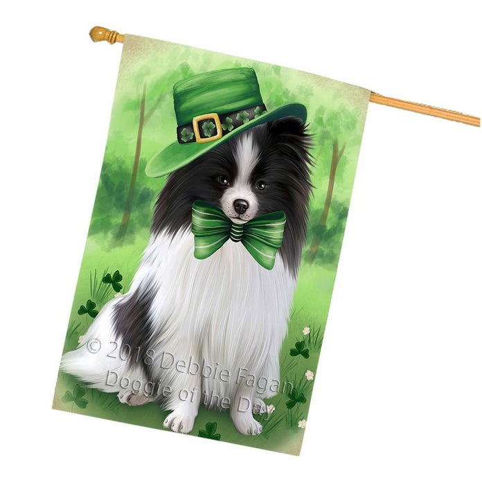 St. Patricks Day Irish Portrait Pomeranian Dog House Flag FLG49190