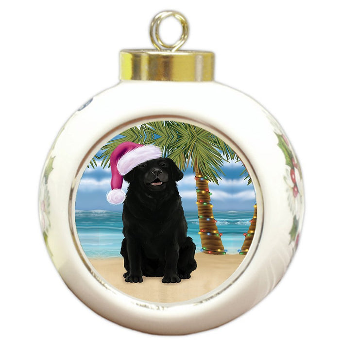 Summertime Labrador Dog on Beach Christmas Round Ball Ornament POR1140