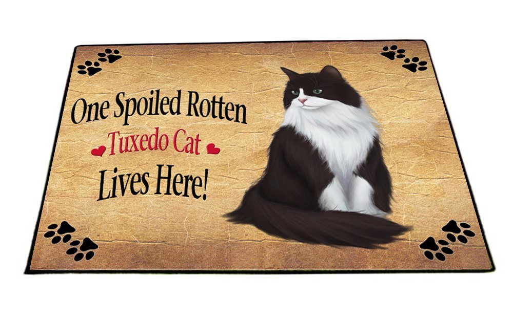 Spoiled Rotten Tuxedo Cat Indoor/Outdoor Floormat