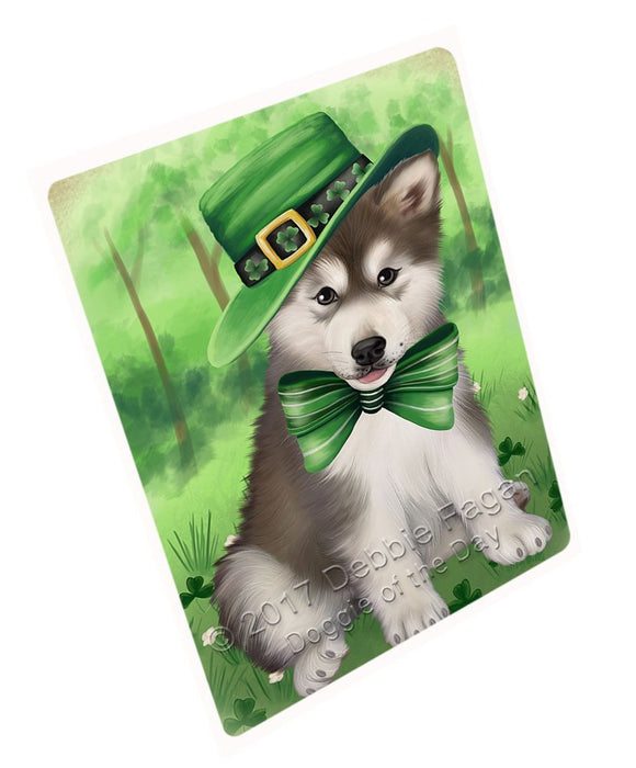St Patricks Day Irish Portrait Alaskan Malamute Dog Tempered Cutting Board C48390
