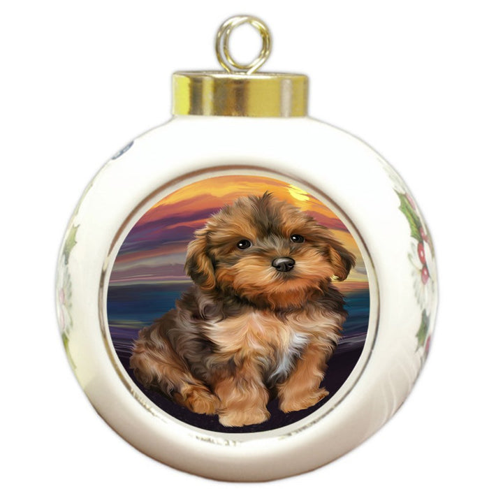Yorkipoo Dog Round Ball Christmas Ornament RBPOR48546