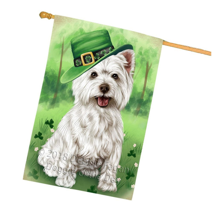 St. Patricks Day Irish Portrait West Highland White Terrier Dog House Flag FLG49269