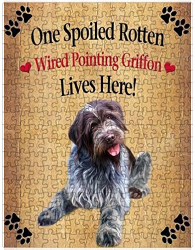 Spoiled Rotten Wirehaired Pointing Griffon Dog Puzzle with Photo Tin