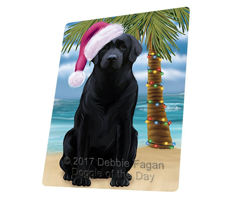 Summertime Happy Holidays Christmas Labrador Dog on Tropical Island Beach Large Refrigerator / Dishwasher Magnet D178