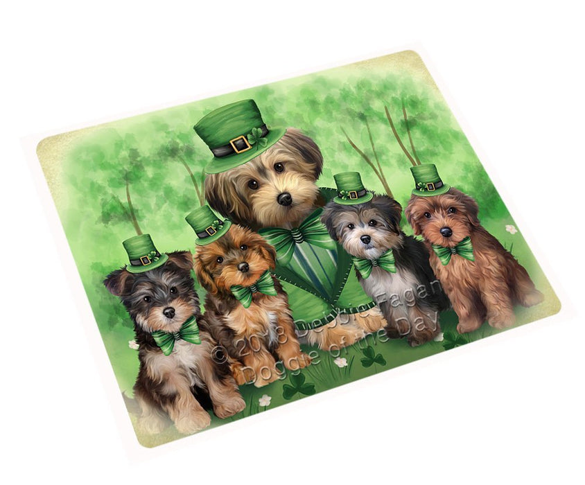 St. Patricks Day Irish Family Portrait Yorkipoos Dog Tempered Cutting Board C51792