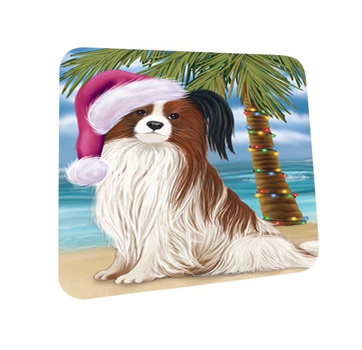 Summertime Papillon Dog on Beach Christmas Coasters CST542 (Set of 4)