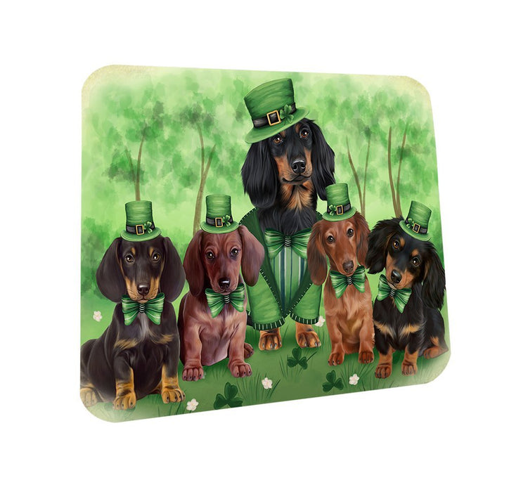 St. Patricks Day Irish Family Portrait Dachshund Dogs Coasters Set of 4 CST48518