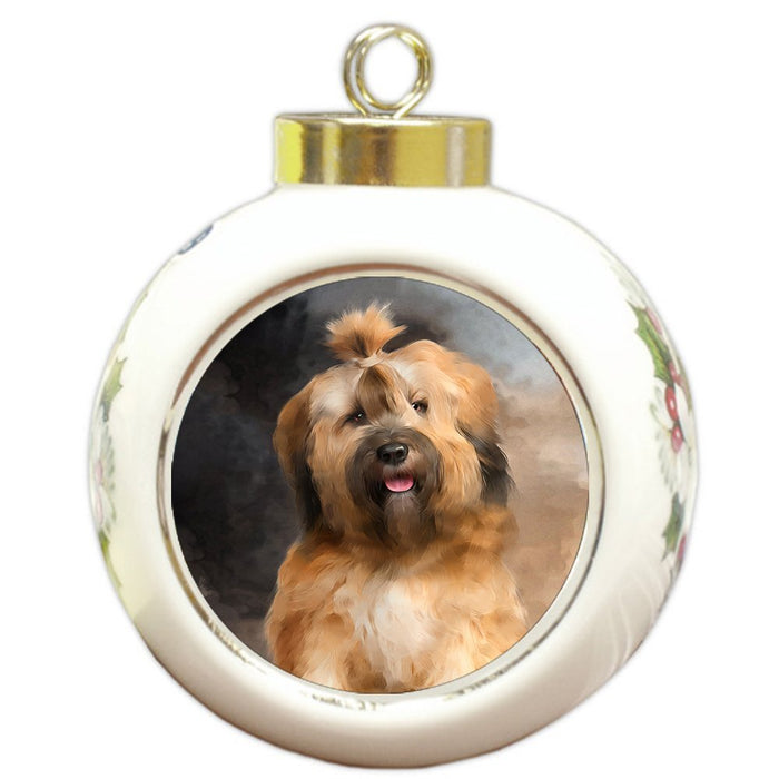 Tibetan Terrier Dog Round Ball Christmas Ornament