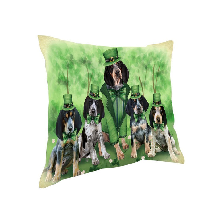 St. Patricks Day Irish Family Portrait Bluetick Coonhounds Dog Pillow PIL52672