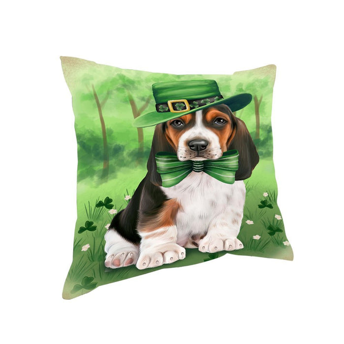St. Patricks Day Irish Portrait Basset Hound Dog Pillow PIL52596