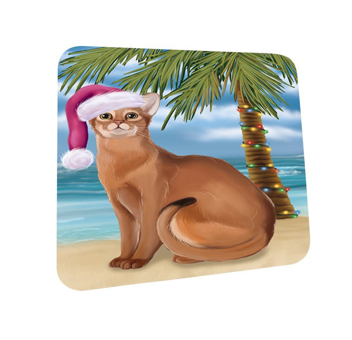 Summertime Abyssinian Cat on Beach Christmas Coasters CST399 (Set of 4)