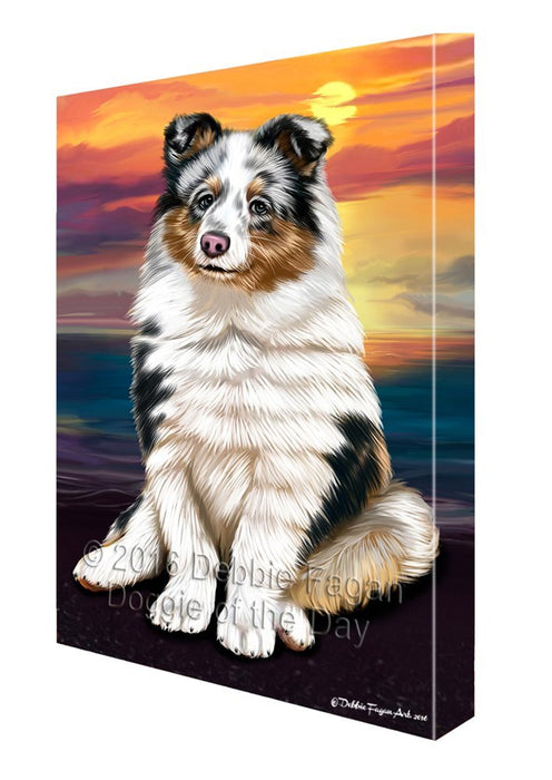 Shetland Sheepdog Dog Painting Printed on Canvas Wall Art