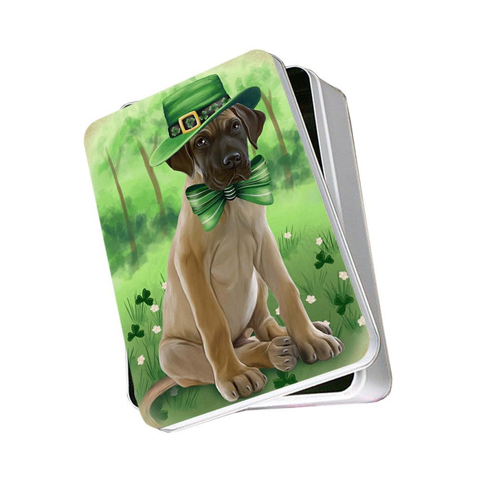 St. Patricks Day Irish Portrait Great Dane Dog Photo Storage Tin PITN48812