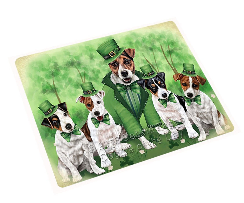St. Patricks Day Irish Family Portrait Jack Russell Terriers Dog Tempered Cutting Board C50331