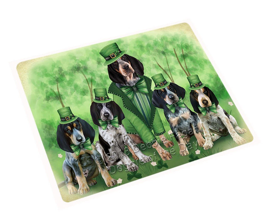 St. Patricks Day Irish Family Portrait Bluetick Coonhounds Dog Tempered Cutting Board C51480