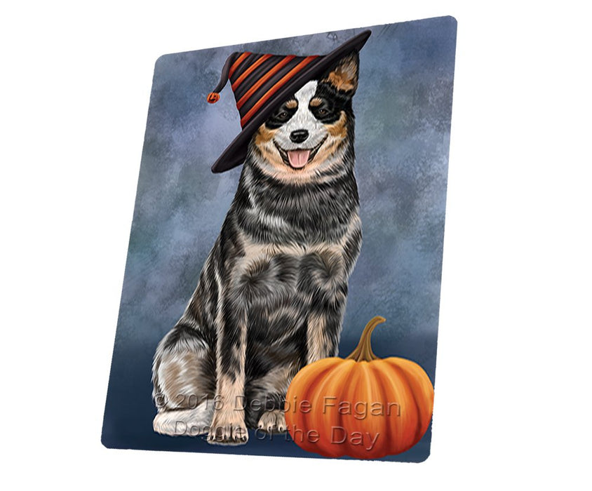 Happy Halloween Australian Cattle Dog Wearing Witch Hat With Pumpkin Magnet Mini (3.5" x 2")