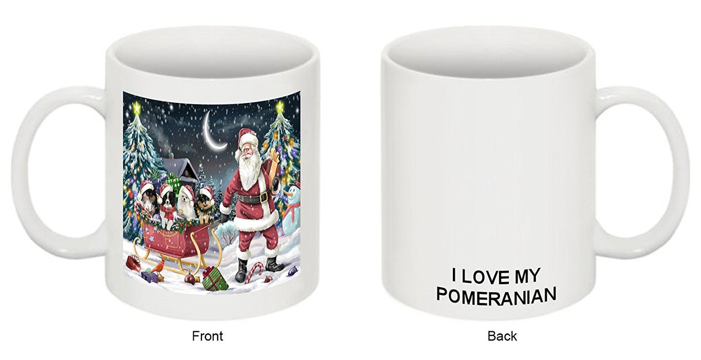 Santa Sled Dogs Pomeranian Christmas Mug CMG0513