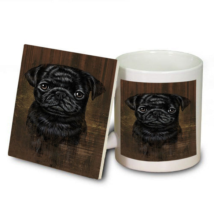 Rustic Pug Dog Mug and Coaster Set MUC48246
