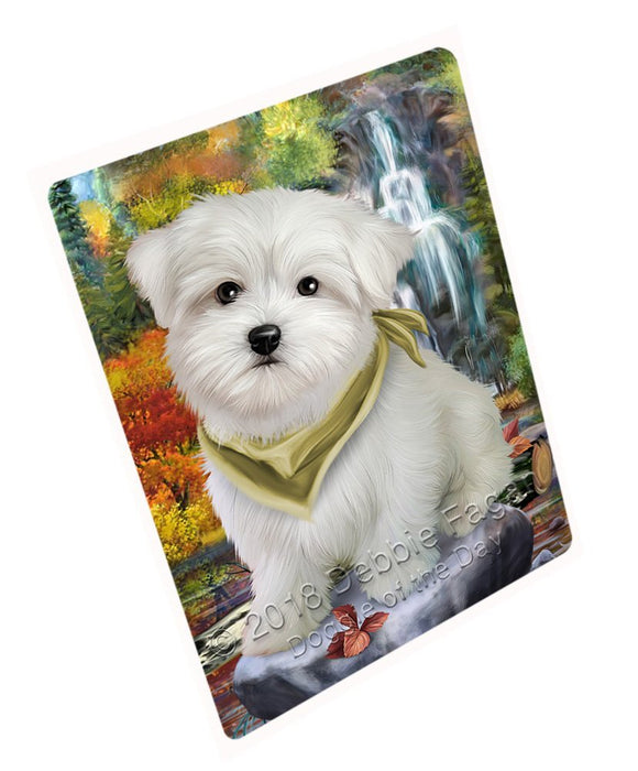 Scenic Waterfall Maltese Dog Large Refrigerator / Dishwasher Magnet RMAG56466