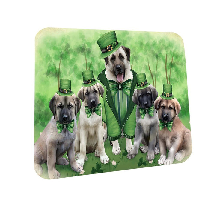 St. Patricks Day Irish Family Portrait Anatolian Shepherds Dog Coasters Set of 4 CST48413