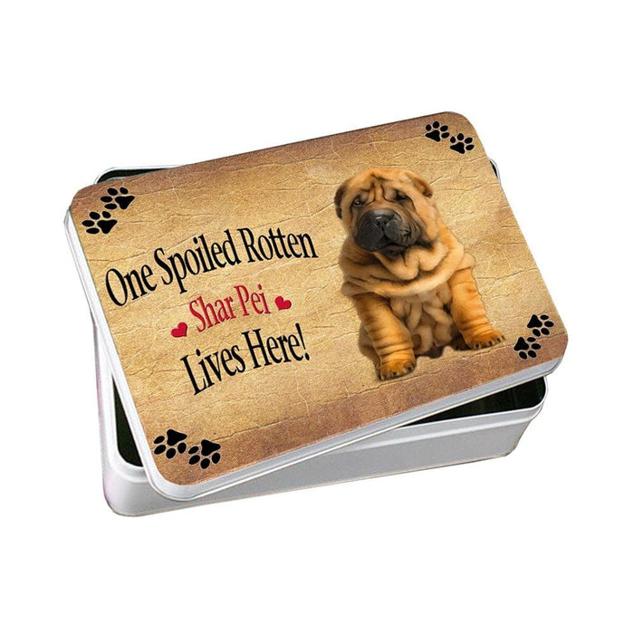 Shar Pei Puppy Spoiled Rotten Dog Photo Storage Tin