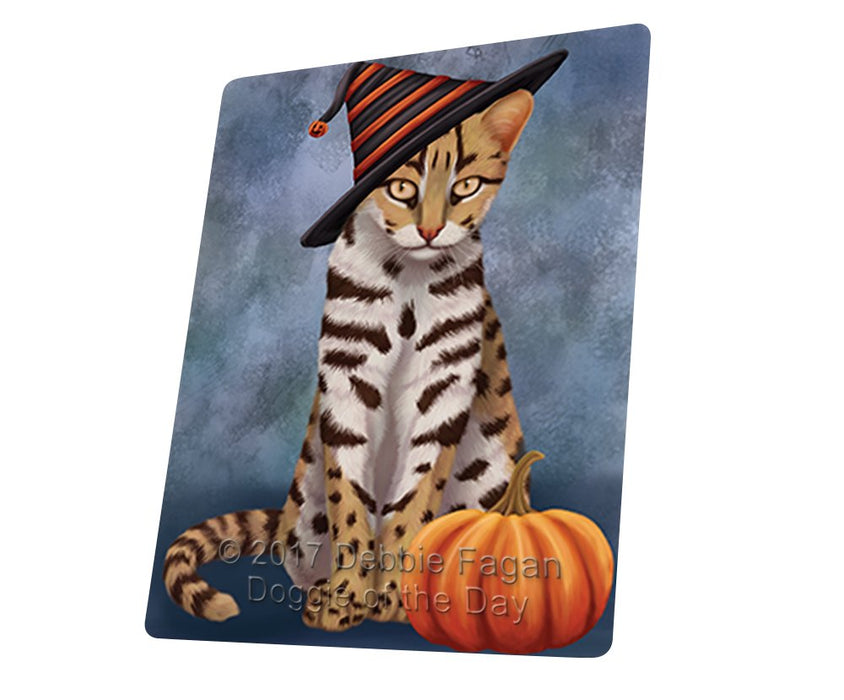 Happy Halloween Asian Leopard Cat Wearing Witch Hat With Pumpkin Magnet Mini (3.5" x 2")