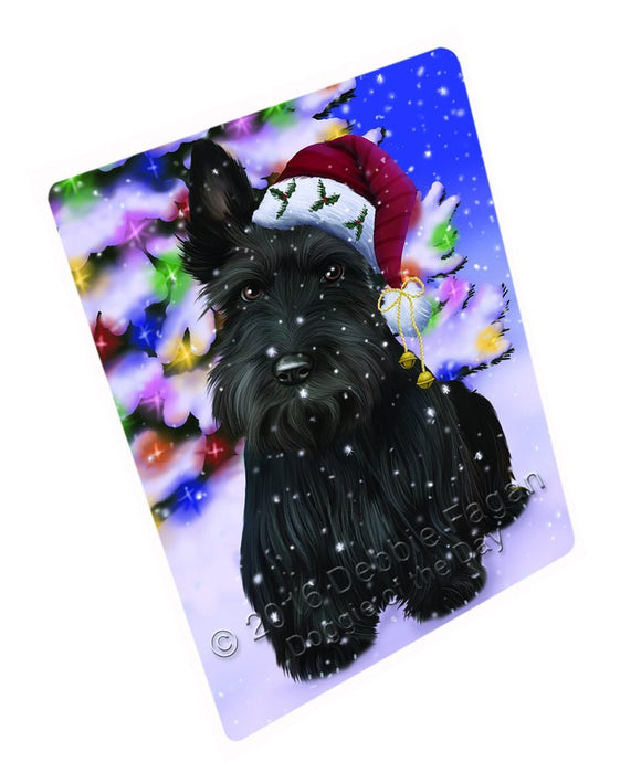 Winterland Wonderland Scottish Terrier Dog In Christmas Holiday Scenic Background Tempered Cutting Board