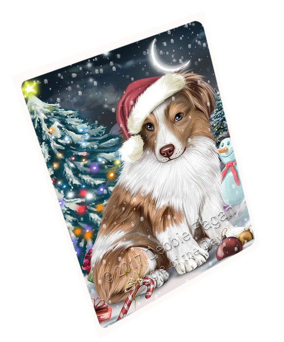 Have A Holly Jolly Christmas Australian Shepherd Dog In Holiday Background Magnet Mini (3.5" x 2") D003
