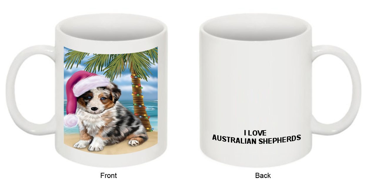 Summertime Australian Shepherd Dog on Beach Christmas Mug CMG0532
