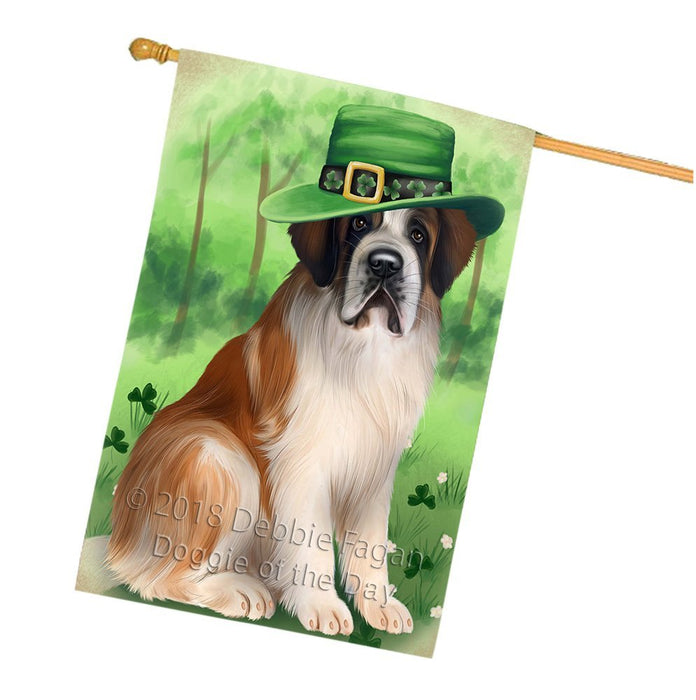 St. Patricks Day Irish Portrait Saint Bernard Dog House Flag FLG49214