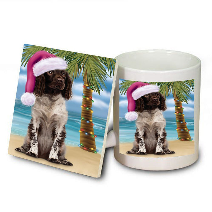 Summertime Munsterlander Dog on Beach Christmas Mug and Coaster Set MUC0751