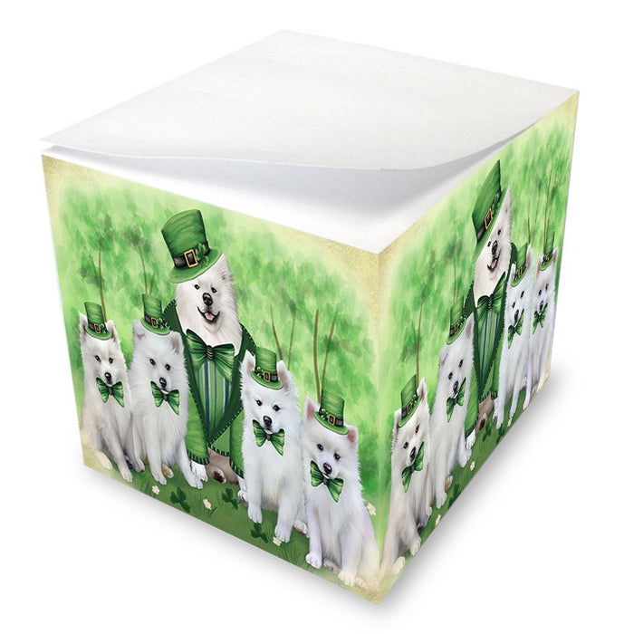 St. Patricks Day Irish Family Portrait American Eskimos Dog Note Cube NOC48451