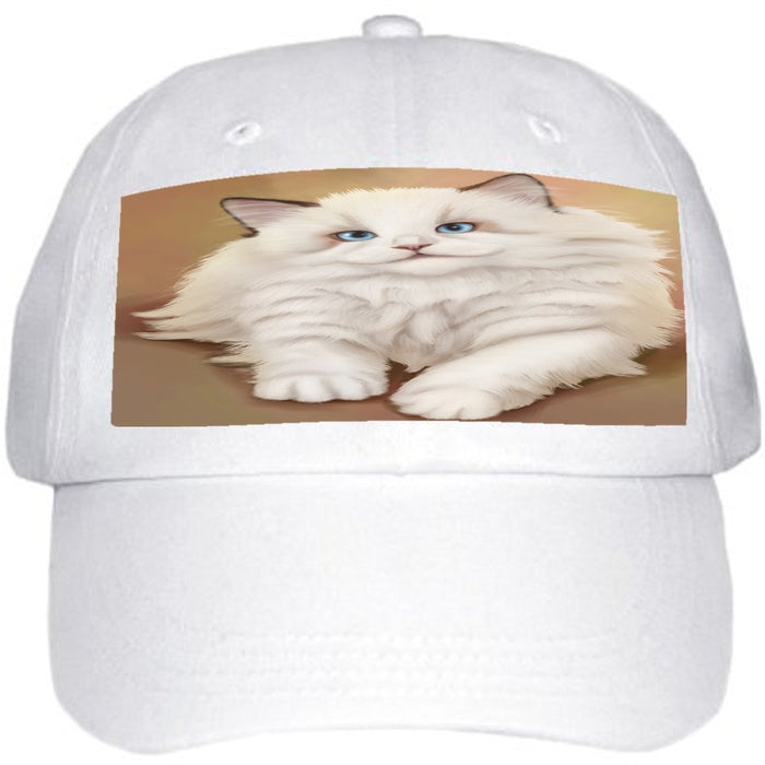 White Ragdoll Cat Ball Hat Cap Off White
