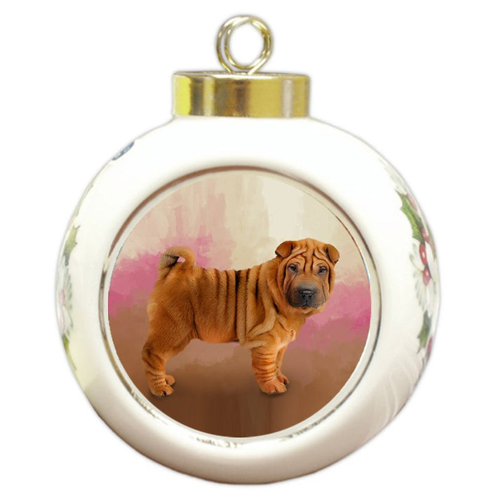 Shar Pei Dog Round Ball Christmas Ornament RBPOR48104