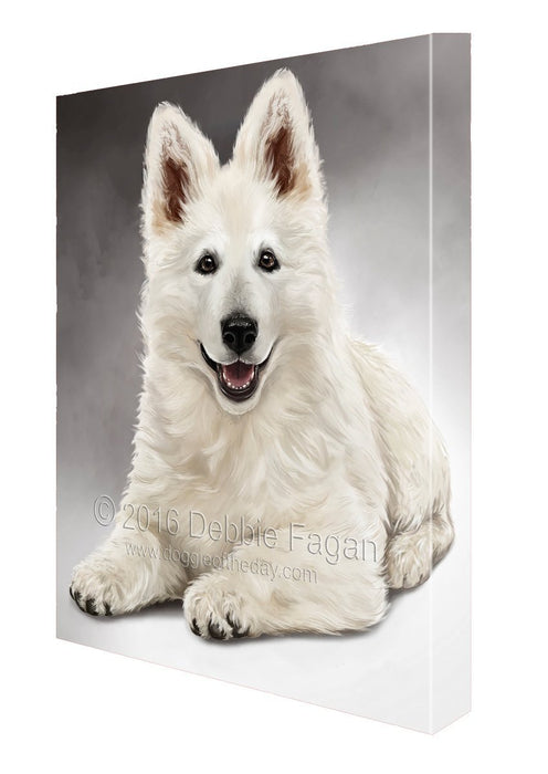 White Swiss Shepherd Dog Art Portrait Print Canvas