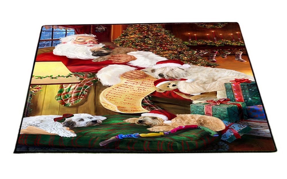 Wheaten Terriers Dog and Puppies Sleeping with Santa Indoor/Outdoor Floormat