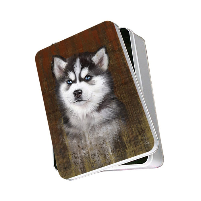 Rustic Siberian Husky Dog Photo Storage Tin PITN48263