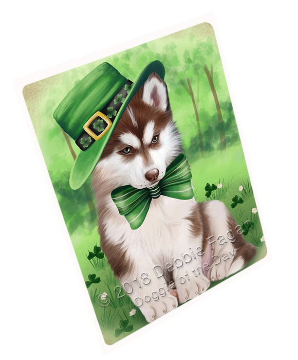 St. Patricks Day Irish Portrait Siberian Husky Dog Tempered Cutting Board C51729