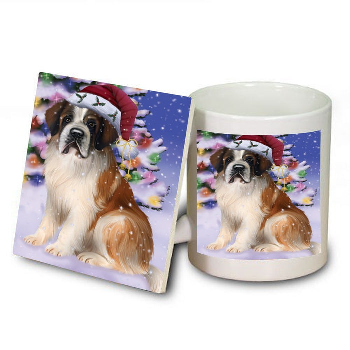 Winter Wonderland Saint Bernard Dog Christmas Mug and Coaster Set MUC0756