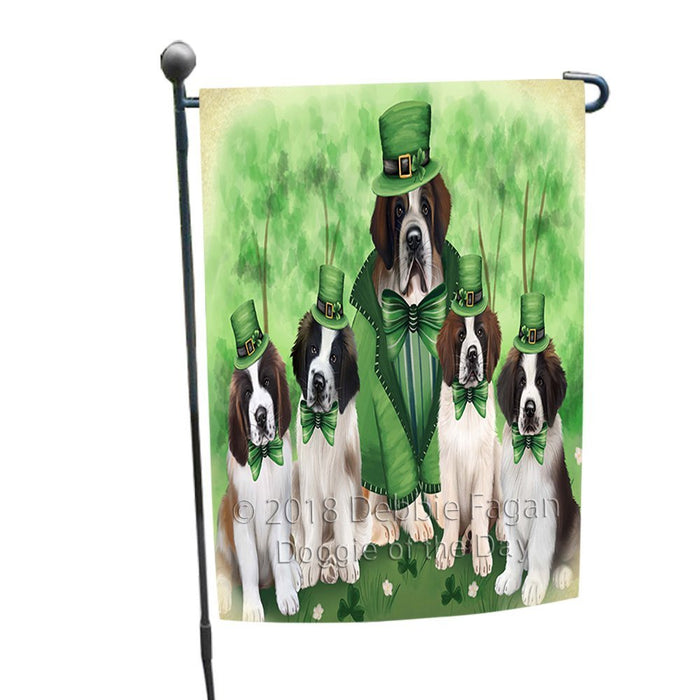 St. Patricks Day Irish Family Portrait Saint Bernards Dog Garden Flag GFLG49159