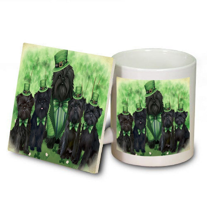 St. Patricks Day Irish Family Portrait Affenpinschers Dog Mug and Coaster Set MUC48436