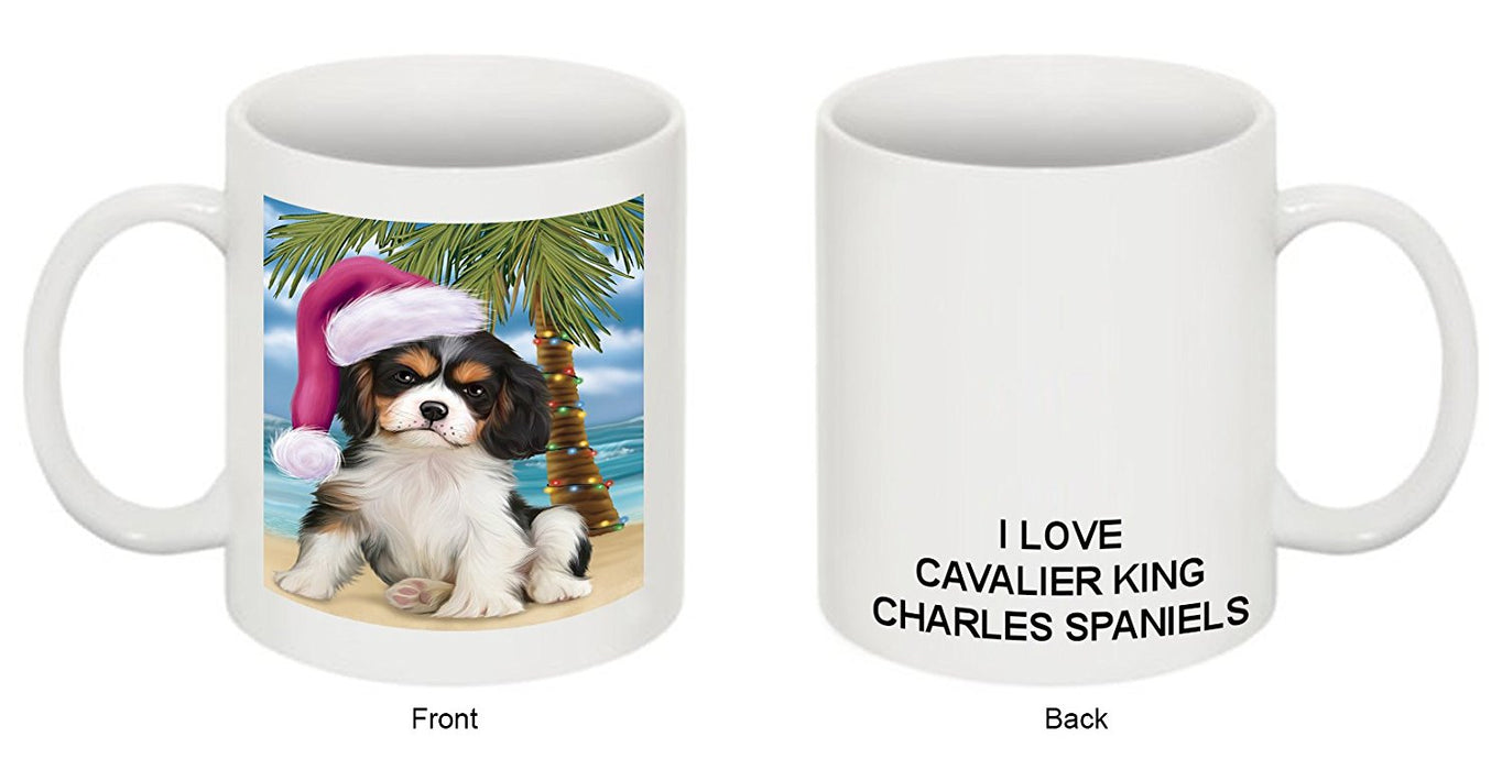 Summertime Cavalier King Charles Spaniel Puppy on Beach Christmas Mug CMG0790