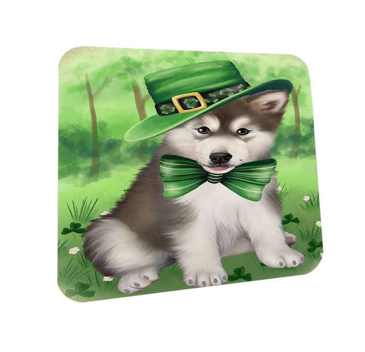 St Patricks Day Irish Portrait Alaskan Malamute Dog Coasters Set of 4 CST48508