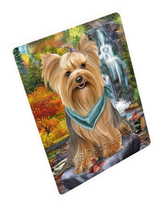 Scenic Waterfall Yorkshire Terrier Dog Large Refrigerator / Dishwasher Magnet RMAG56946